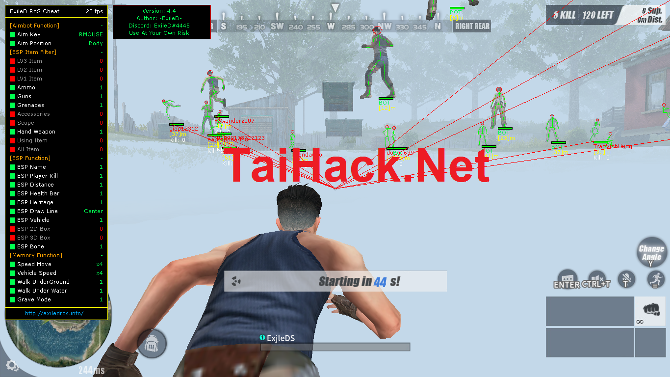 ExileD ROS Hack v75 – Rules of Survival PC Hack AntiBan,Wall,AimBot,ESP